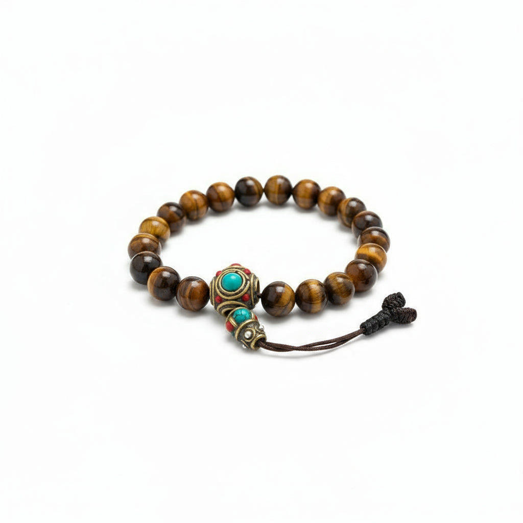 Tigerauge-Mala Halskette und Armband-Set