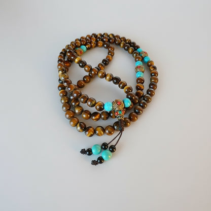Tigerauge-Mala-Halskette